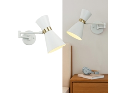 Aplique De Parede Senda E27 Com Braço Articulado E Rotação, Metal Branco, Ideal Para Sala De Jantar, Cozinha Ou Quarto. Alpinaluz