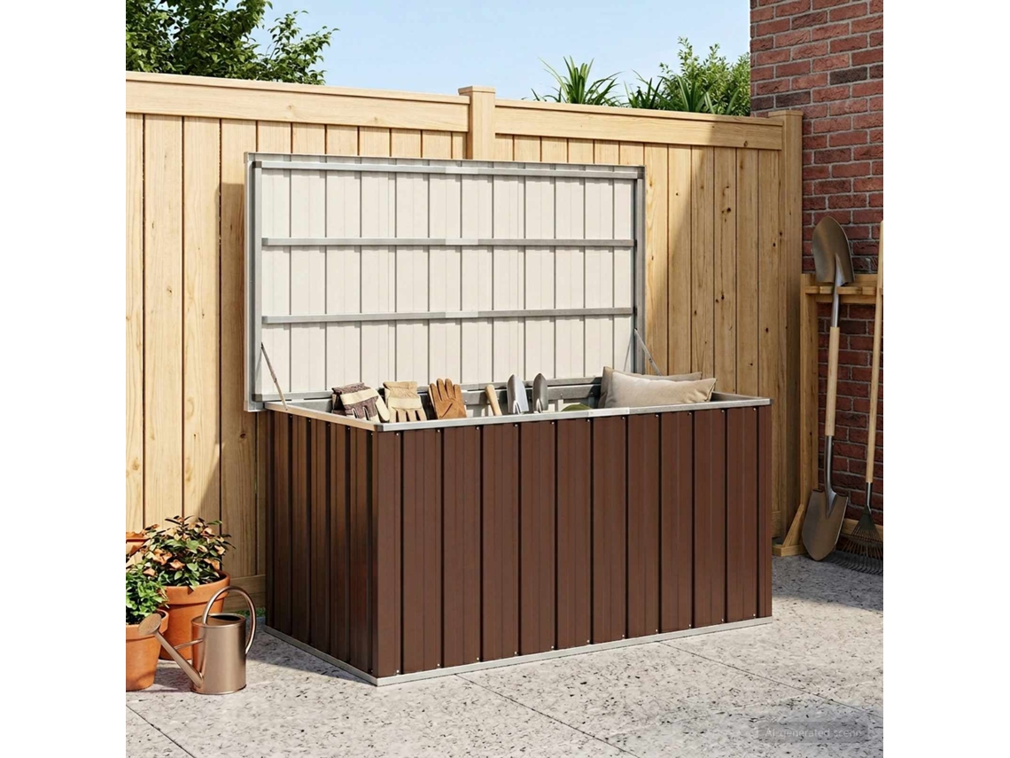 Vidaxl Caixa De Armazenamento Para Jardim Marrom 129x67x65 Cm