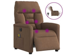 Vidaxl Poltrona De Massagens Reclinável Elétrica Tecido Castanho