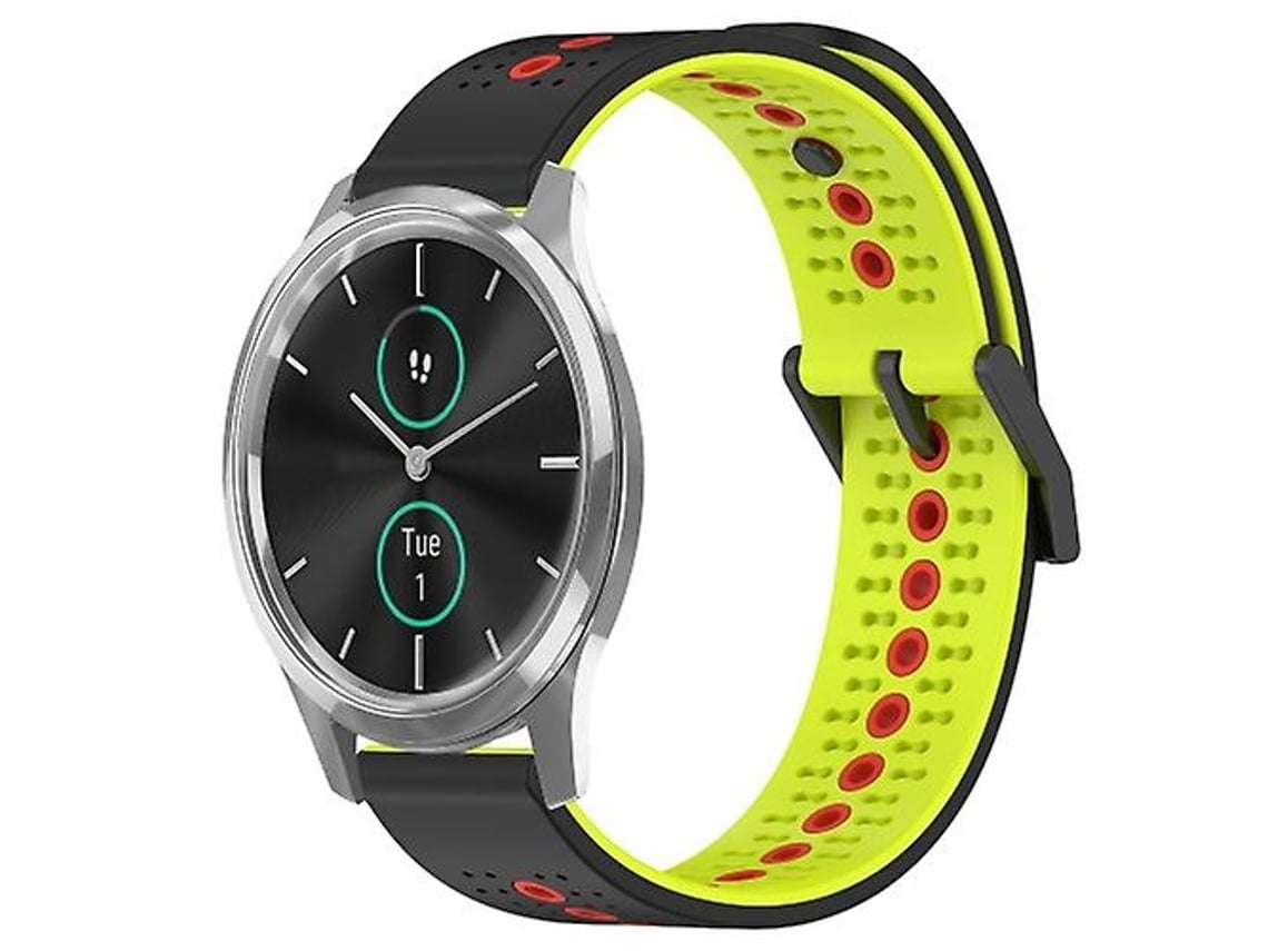 Lurelia Pulseira Garminmove Luxe 20mm, Silicone Respirável Tricolor, Preto, Limão, Vermelho