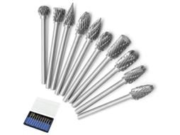 Conjunto De 10 Limas Rotativas Aço Tungstênio Com Corte Duplo E Haste 3 Mm, Brocas Helicoidais Para Ferramentas Rotativas Dremel