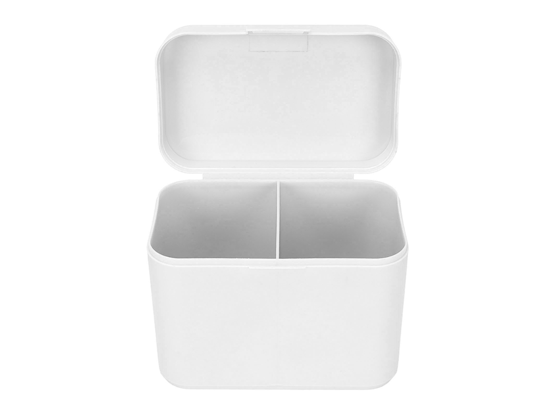 Caixa De Armazenamento Para Mesa Com 2 Compartimentos Multifuncional Protetora De Poeira Capacidade Grande Organizador De Algodão Cinza