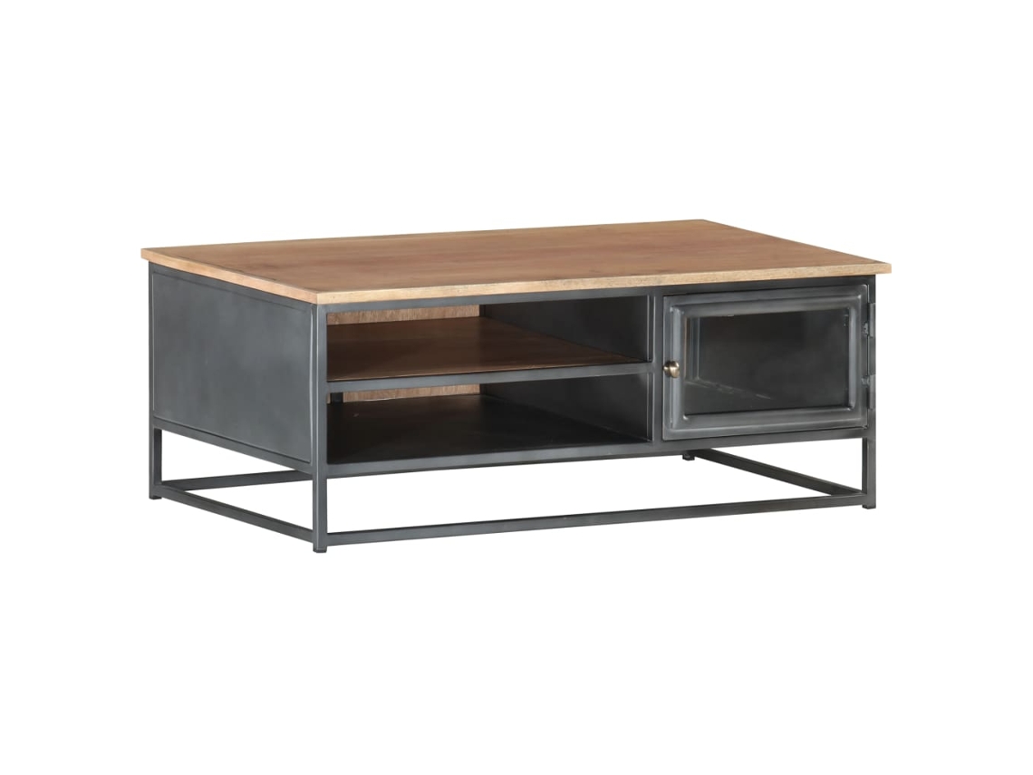 Vidaxl Mesa De Centro 90x50x35 Cm Madeira De Acácia Maciça Cinzento