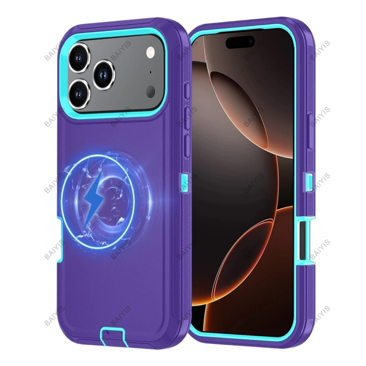 (roxo, Iphone 12) Capa Protetora Resistente A Impactos, Compatível Com Carregamento Sem Fio Magnético Magesafe.