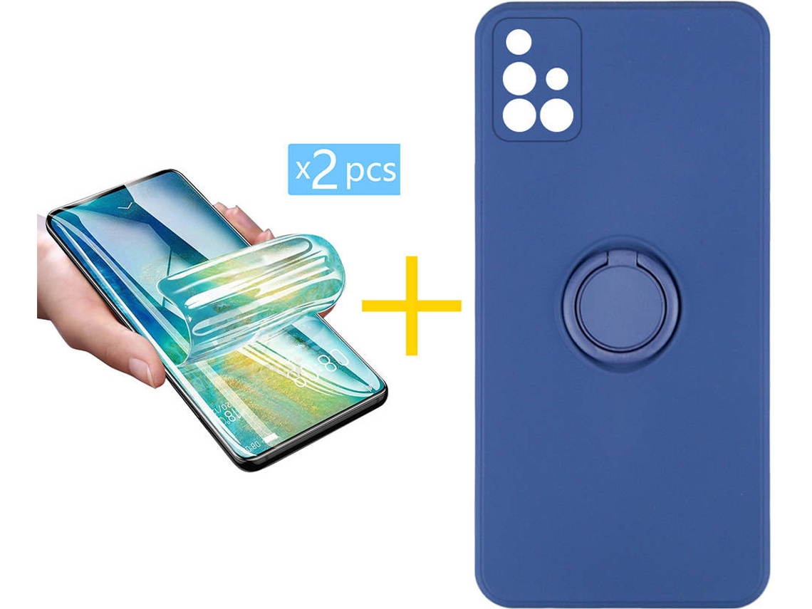 Capa + 2 Películas para Samsung Galaxy A71 ACCETEL Azul Escuro