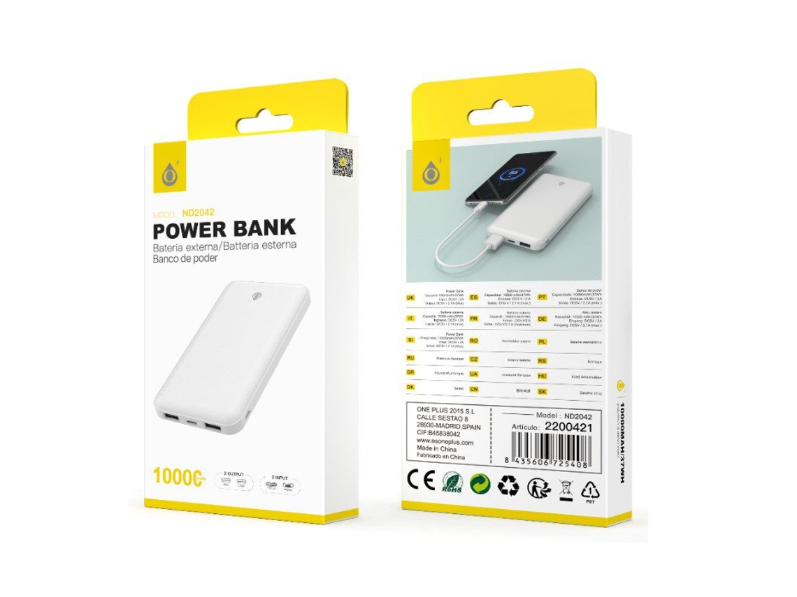 Powerbank 10 000 mAh (Branco)