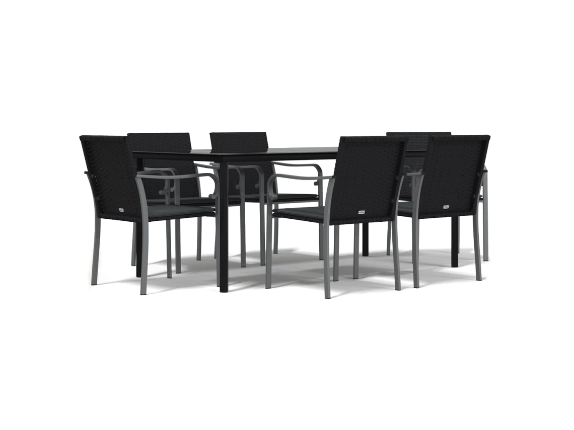 Garden Dining Set, Garden Dining Sets Vidaxl Preto Rattan / Vime (200 Cm Table Length)