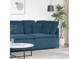 Vidaxl Módulo De Canto Para Sofá Modular Com Almofadas, Azul, 100 Cm