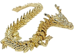 Escultura Dragão Decorativa Delicada Latão Banhado 3d Escritório Símbolo Riqueza Prosperidade Acabamento GOKOCO
