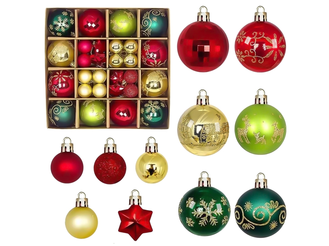 Conjunto de 44 Bolas Natal, Enfeites para Árvore, Ergonômico, Uso Diário STELASPLEN