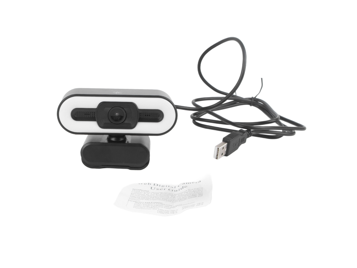 Webcam Digital Hd 1080p Com Microfone E Luz De Preenchimento Usb Para Chat, Aulas Online E Vídeo