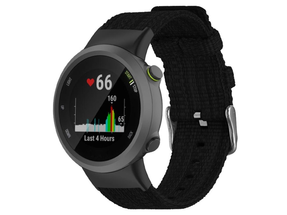 Bracelete para Garmin forerunner 45 / 45s / Swim 2 de nylon e lona com fivela de aço prate preta XIAOMOYU