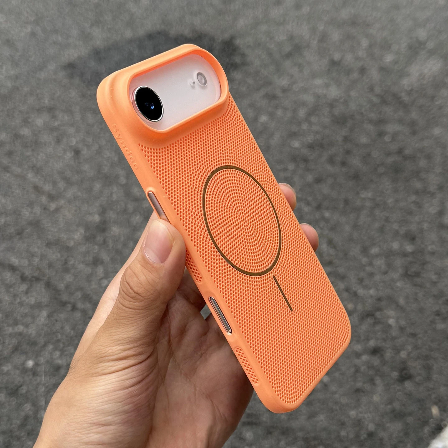 (laranja Iphone 16) Capa Protetora Magnética Com Malha De Dissipação De Calor, Rígida E Ultrafina.