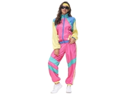 2026 traje Retro Hip Hop Anos 80 90 para Homem Mulher com Jaqueta Calças Lenço Festa de Disco Halloween M Mulheres