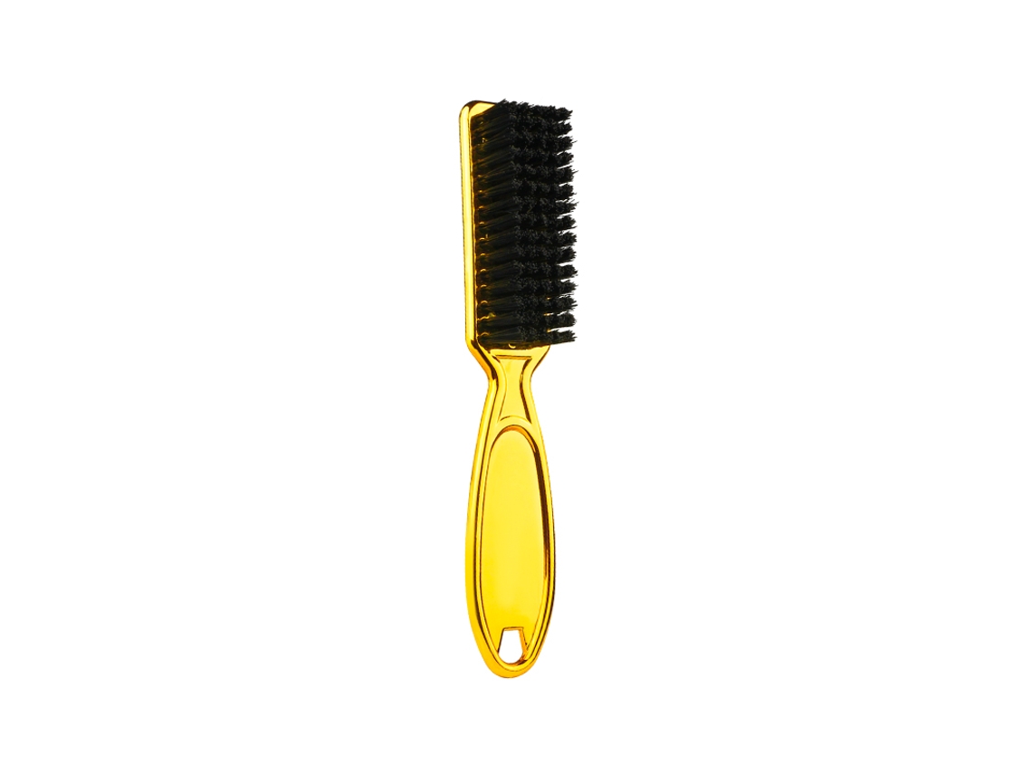 Escova de Cabelo com Degradê, Tesoura e Escova de Limpeza com Cabo em Couro Sintético MDUG (dourado)