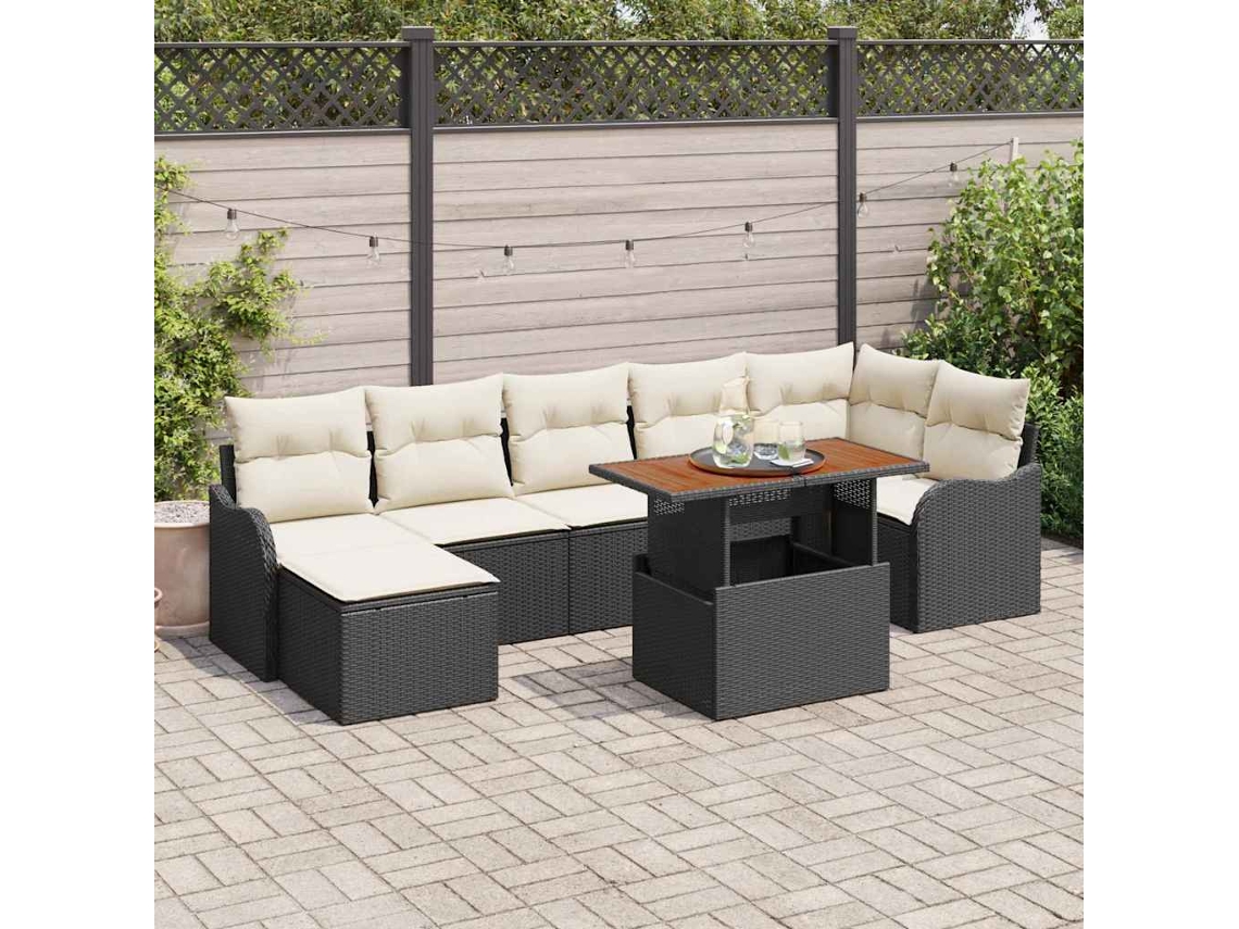 Vidaxl Conjunto De Sofá De Jardim 8 Unid. Preto Rattan Sintético