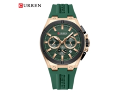 Relógio Masculino , Seis Ponteiros, Cronógrafo de Quartzo, Relógio Esportivo. MDUG (pulseira Verde, Caixa Rosa, Mostrador Verde)