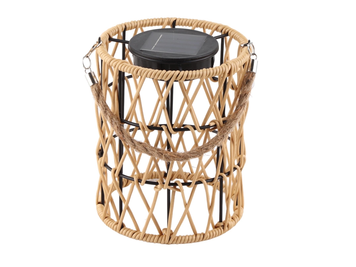 2026 linterna Suspensa Solar Exterior com Led Rattan Impermeável Ip44 Luz Quente para Jardim Pátio Mesa Decoração