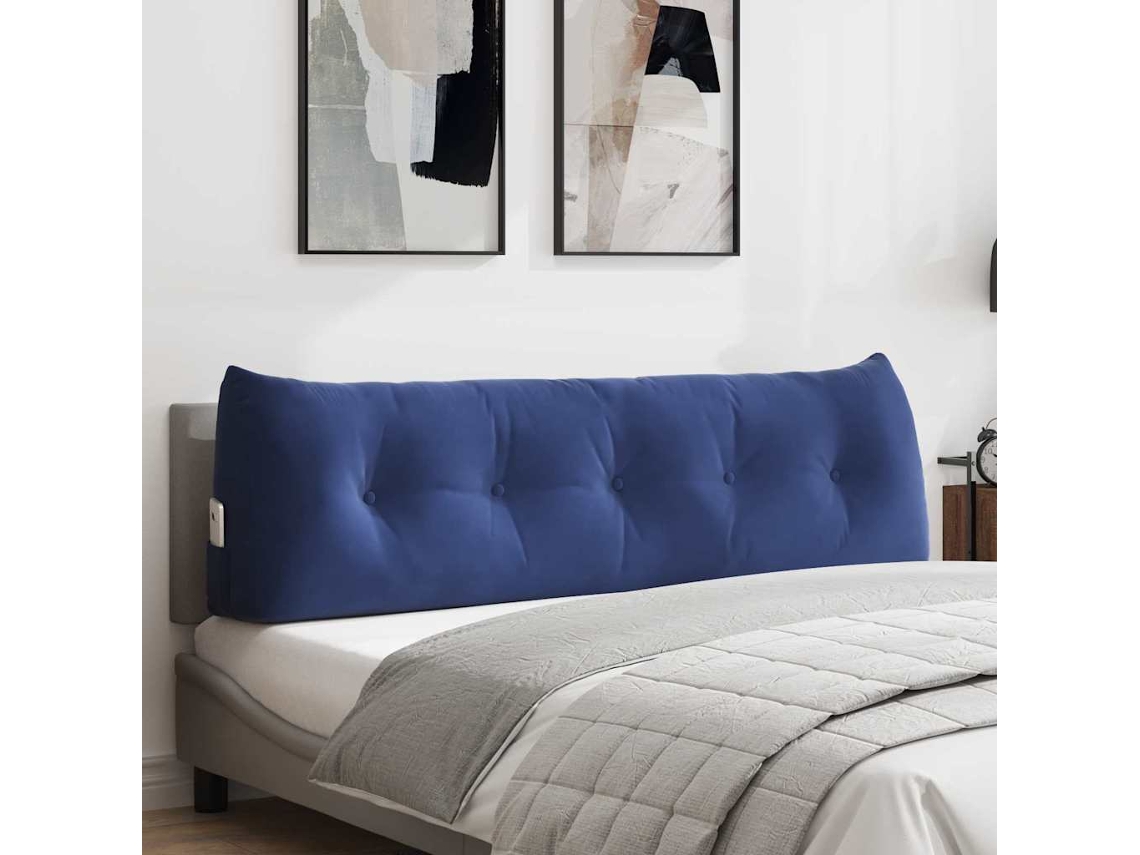 Vidaxl Travesseiro Para Costas Azul Polícia 160 X 24 X 50 Cm Veludo
