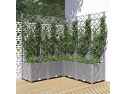Vidaxl Vaso/floreira Jardim C/ Treliça 120x120x136 Cm Pp Cinza-claro