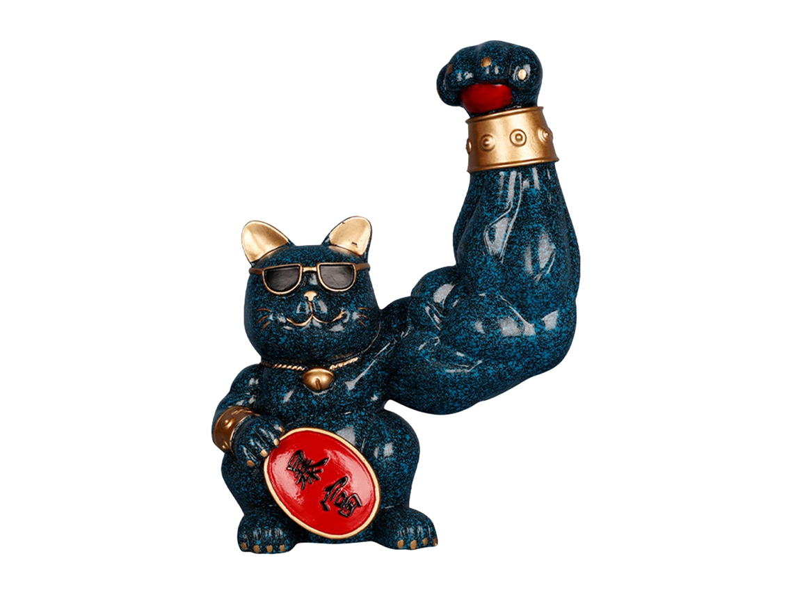 Laxiscreed Gato Da Sorte Big Arm Em Bronze Para Proteção, Riqueza E Fortuna