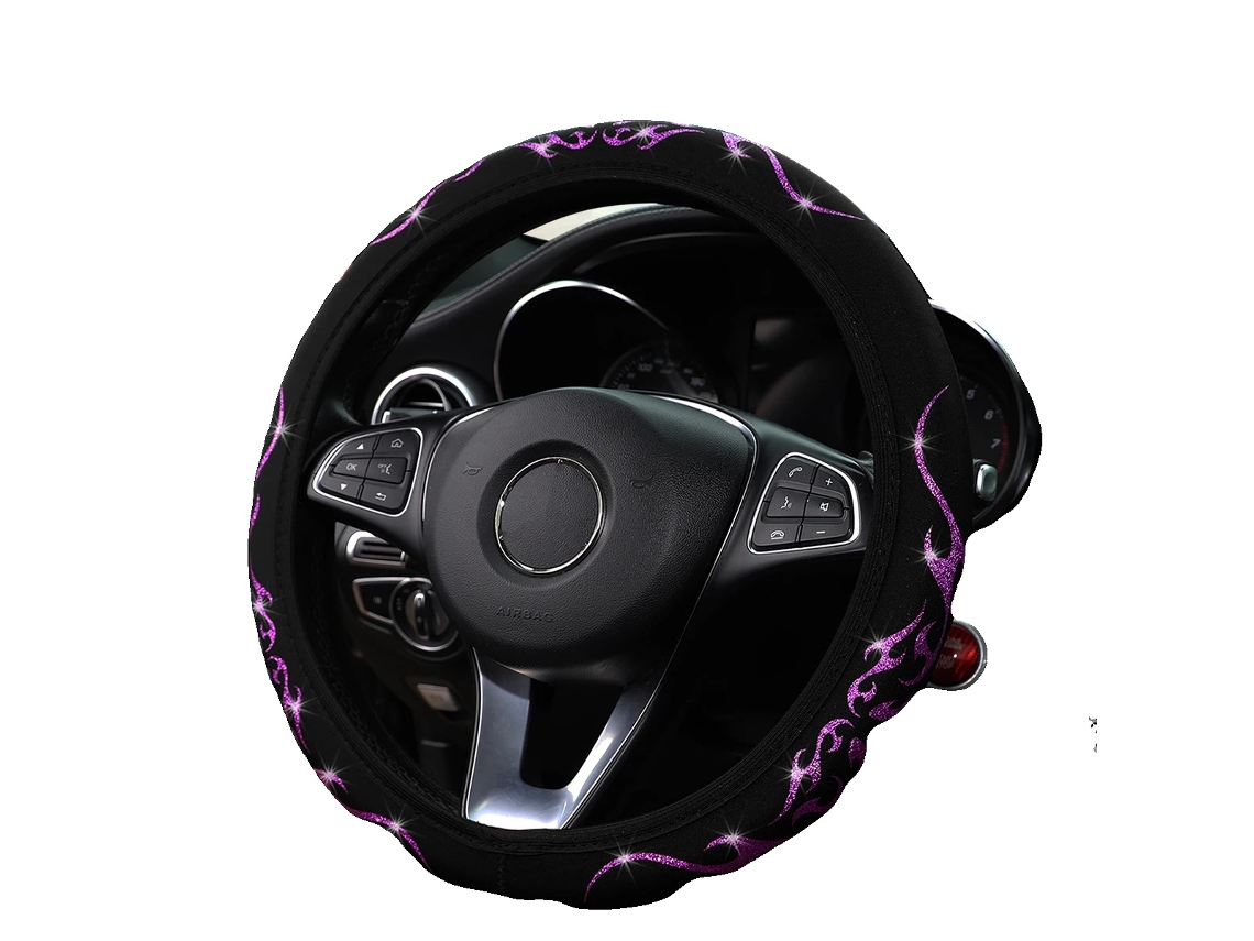 Capa De Volante, Tecido Dinâmico, Ajuste Universal, Roxo