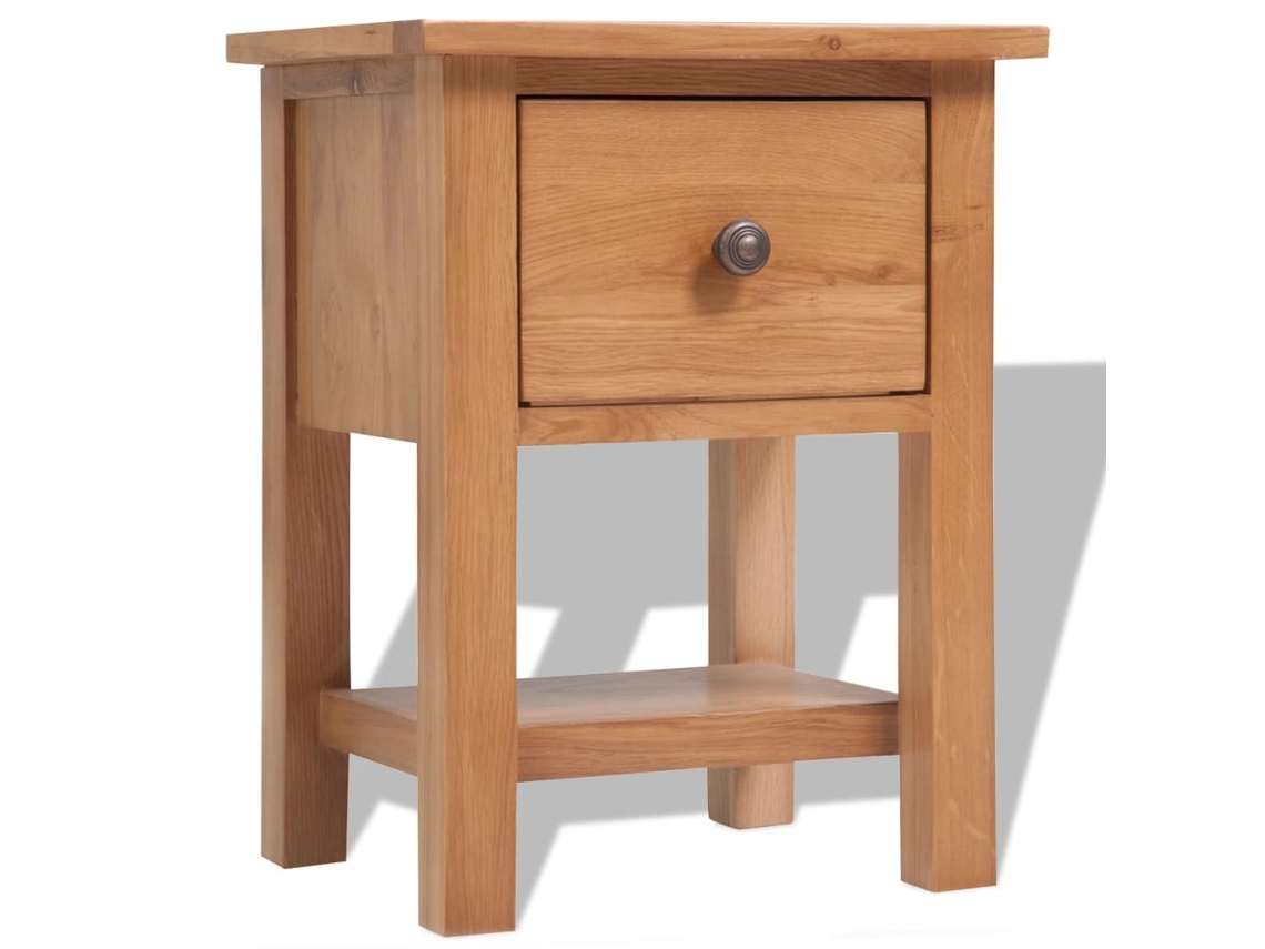 Vidaxl Mesa De Cabeceira Em Carvalho Maciço, 36x30x47 Cm, Castanho