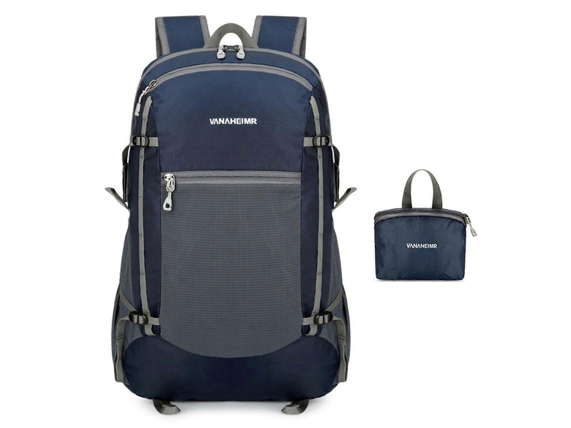 Mochila Dobrável Para Mulheres, Homens E Adolescentes, Ideal Para Caminhadas, Camping, Escalada, Ciclismo E Viagens. Cor Azul Escura.