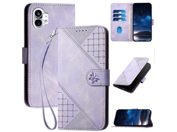 Capa De Celular Yx0080 Em Couro Com Estampa De Borboleta Em Relevo E Cordão Para Nothing Phone 1
