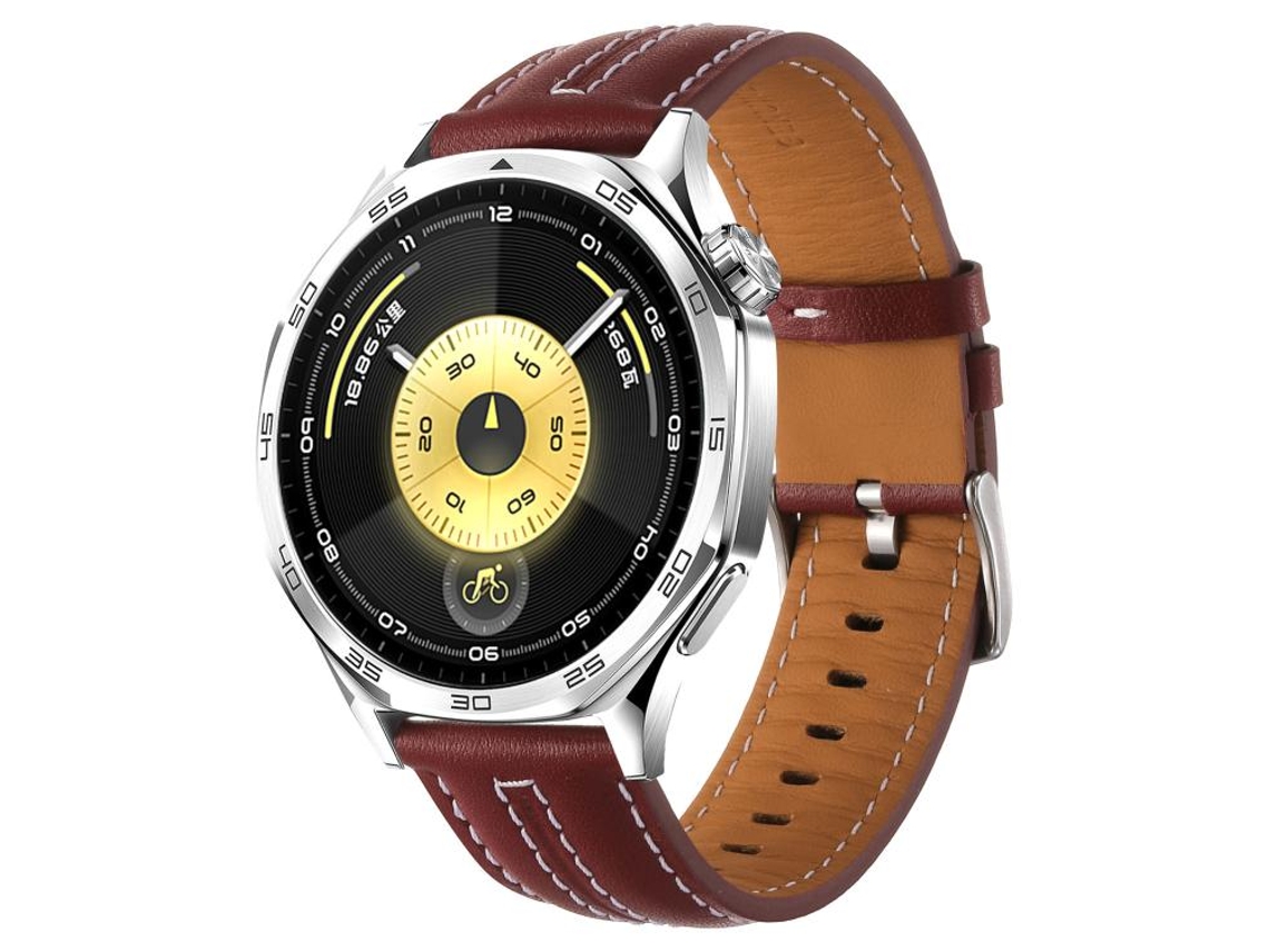 Bracelete para Huawei Watch Gt 6 Couro Costura Bicolor com Fivela Prateada Vinho Tinto XIAOMOYU (46mm)