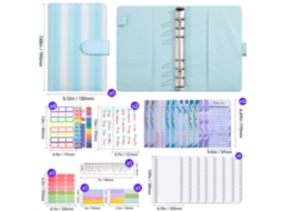 Instagram Style Eco Friendly Loose Leaf Notebook With Lined Grid Refills Rainbow Stripe Light Blue White Gradient