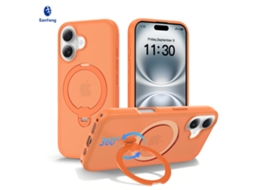 Nova Capa Para Celular Com Suporte Magnético E Rotação De 360°laranja - Iphone 17 Pro
