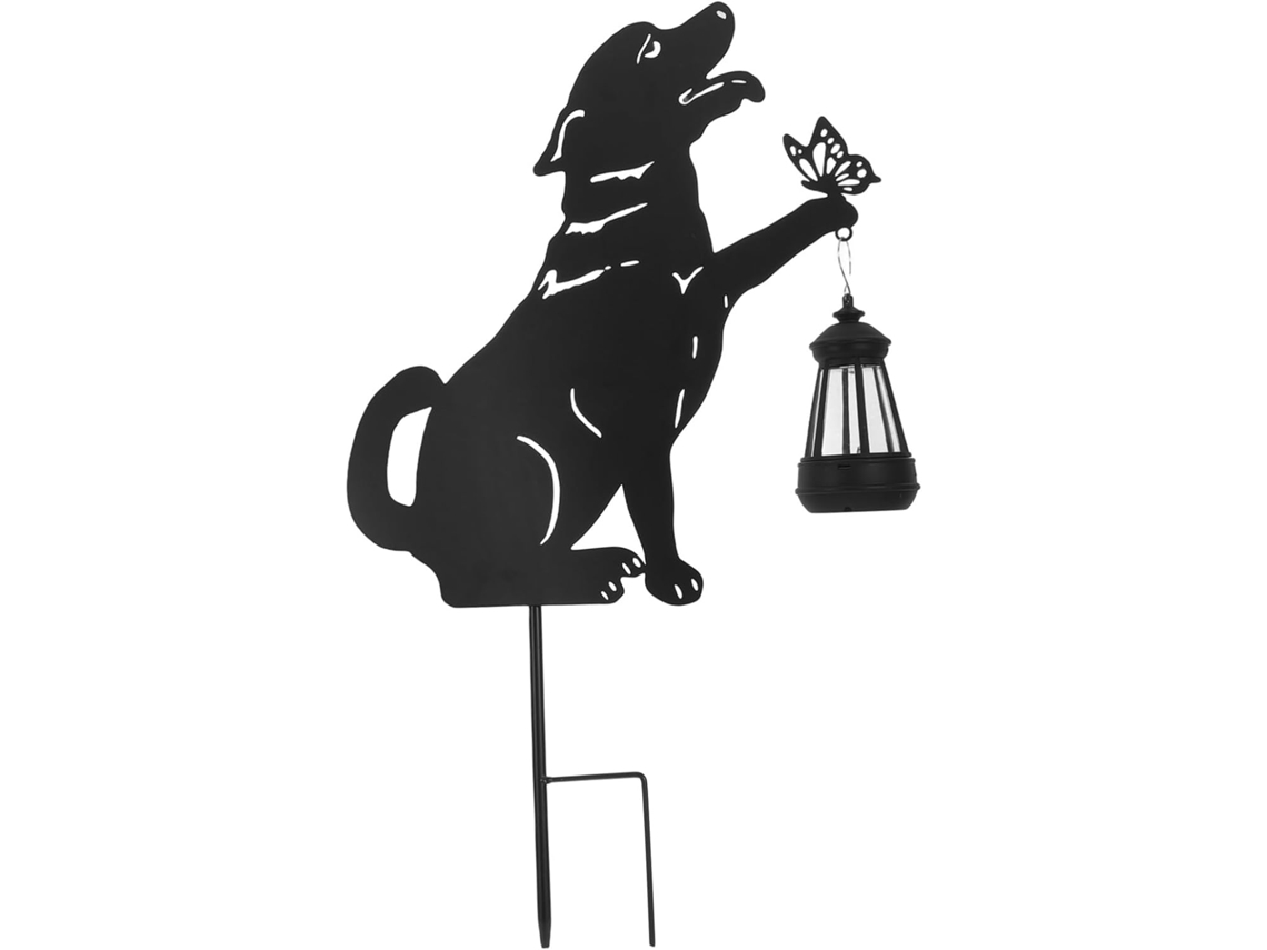 Lanterna Solar de Jardim em Forma de Cachorro, Estátua Decorativa de Metal, Iluminação Led para Exteriores, Ideal para Varandas e Gramados. SFUSHOS