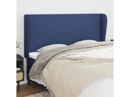 Vidaxl Cabeceira De Cama C/ Abas Tecido 163x23x118/128 Cm Azul