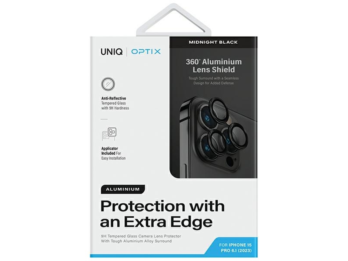 Protector de Lente Aplicador para iPhone 15 Pro UNIQ Alumínio Preto