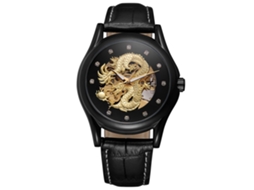 Reloj Mecánico Hombre Forsining Agua Resistente Caja Negra Correa Negra