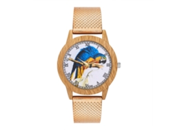 Reloj De Cuarzo De Piel Silicona Unisex Moda Pulsera Dial Redondo Oro Rosa