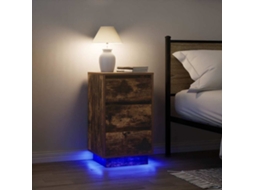 Vidaxl Mesa De Cabeceira C/ Luzes Led 38x34x65 Cm Carvalho Fumado
