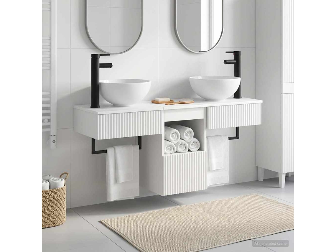 Vidaxl Conjunto De Móveis Para Banheiro 3 Unid. Branco Brilhante