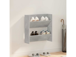 Vidaxl Sapateira De Parede 60x18x60 Cm Contraplacado Cinzento Cimento
