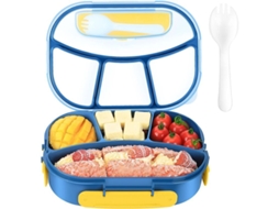 2026 bento Box 1800ml Adultos Niños 4 Compartimentos Hermético Microondas Lavavajillas Congelador Libre de Bpa Azul