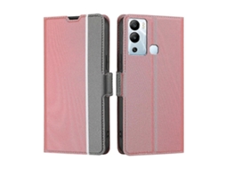 Capa De Couro Com Textura Sarjada E Fivela Lateral Para Infinix Hot 12i