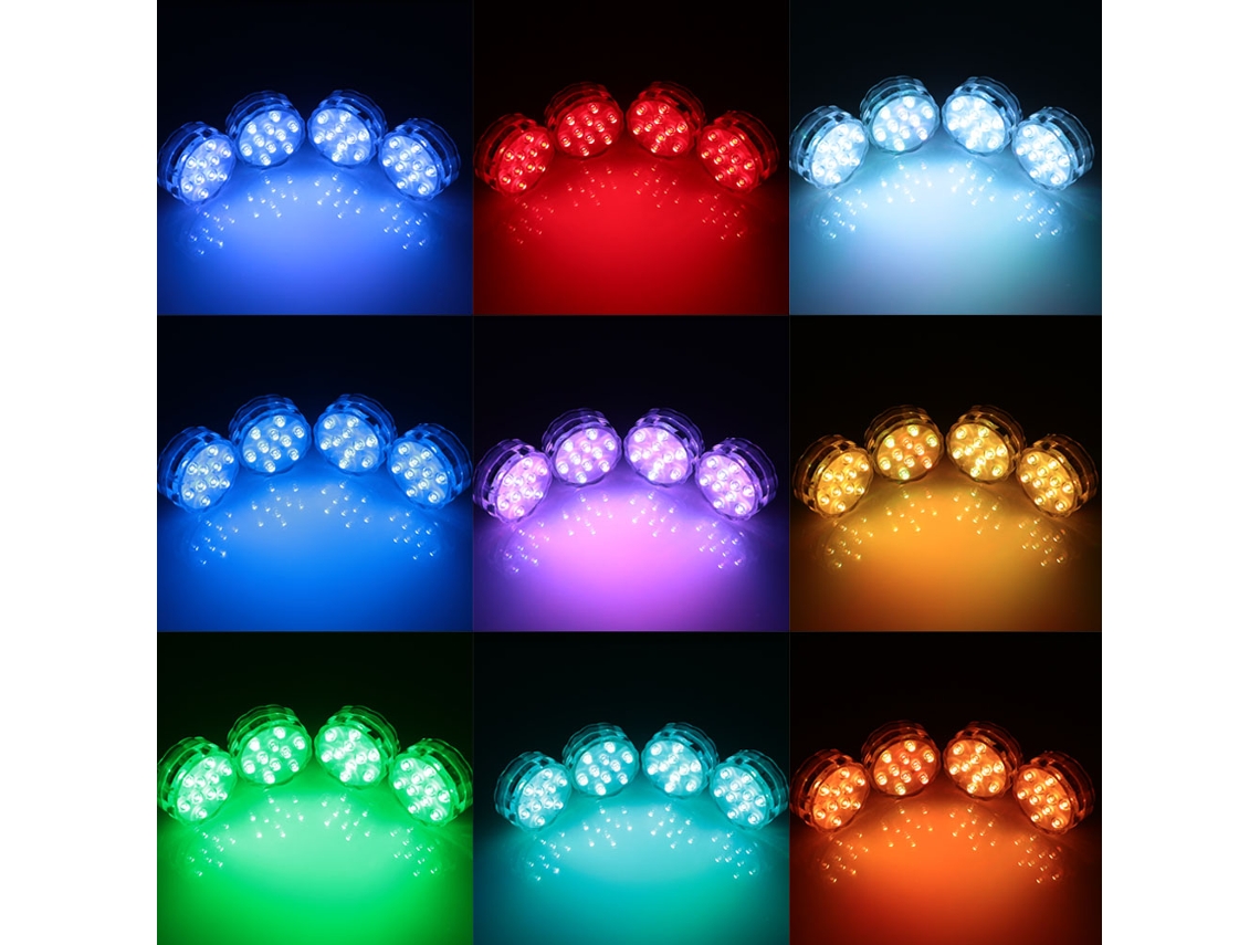 2026 lâmpada Submersível Ip68 Rgbwy 10leds Controle Remoto Base Vaso Floral Mini para Decoração de Casamento e Festa 4 Peças