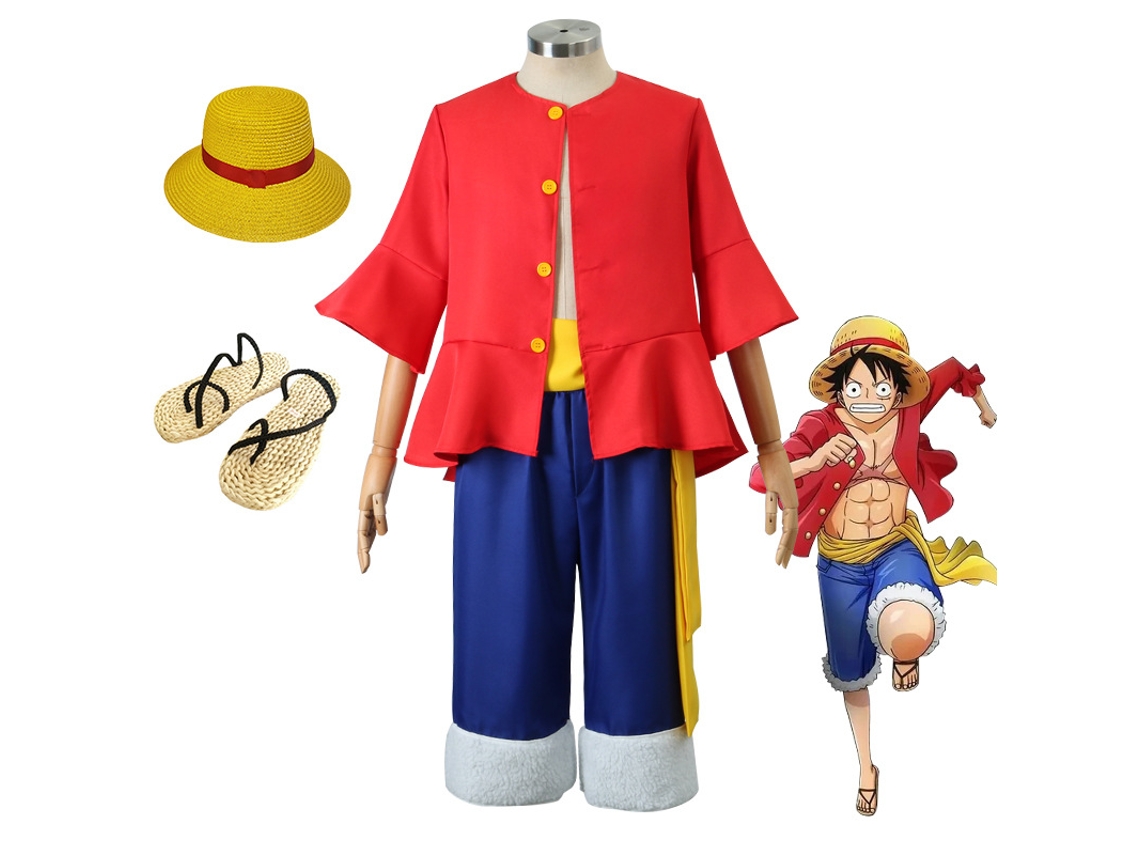 Conjunto Completo de Chapéu e Sapatos de Cosplay One Piece Luffy 150
