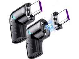 Adaptador Magnético Usb-c, Conector Tipo C, 120 W, 480 Mbps, Para Celulares, Tablets E Laptops Com Usb-c.(2 Peças) Preto Hexinyigjly
