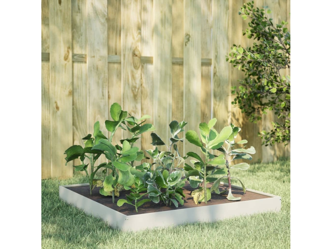 Vidaxl Canteiro Elevado De Jardim 100x100x18,5 Cm Aço Branco