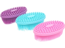 Conjunto Plafope Com 3 Escovas De Silicone Esfoliantes Para Banho E Massagem No Couro Cabeludo, Fáceis De Limpar