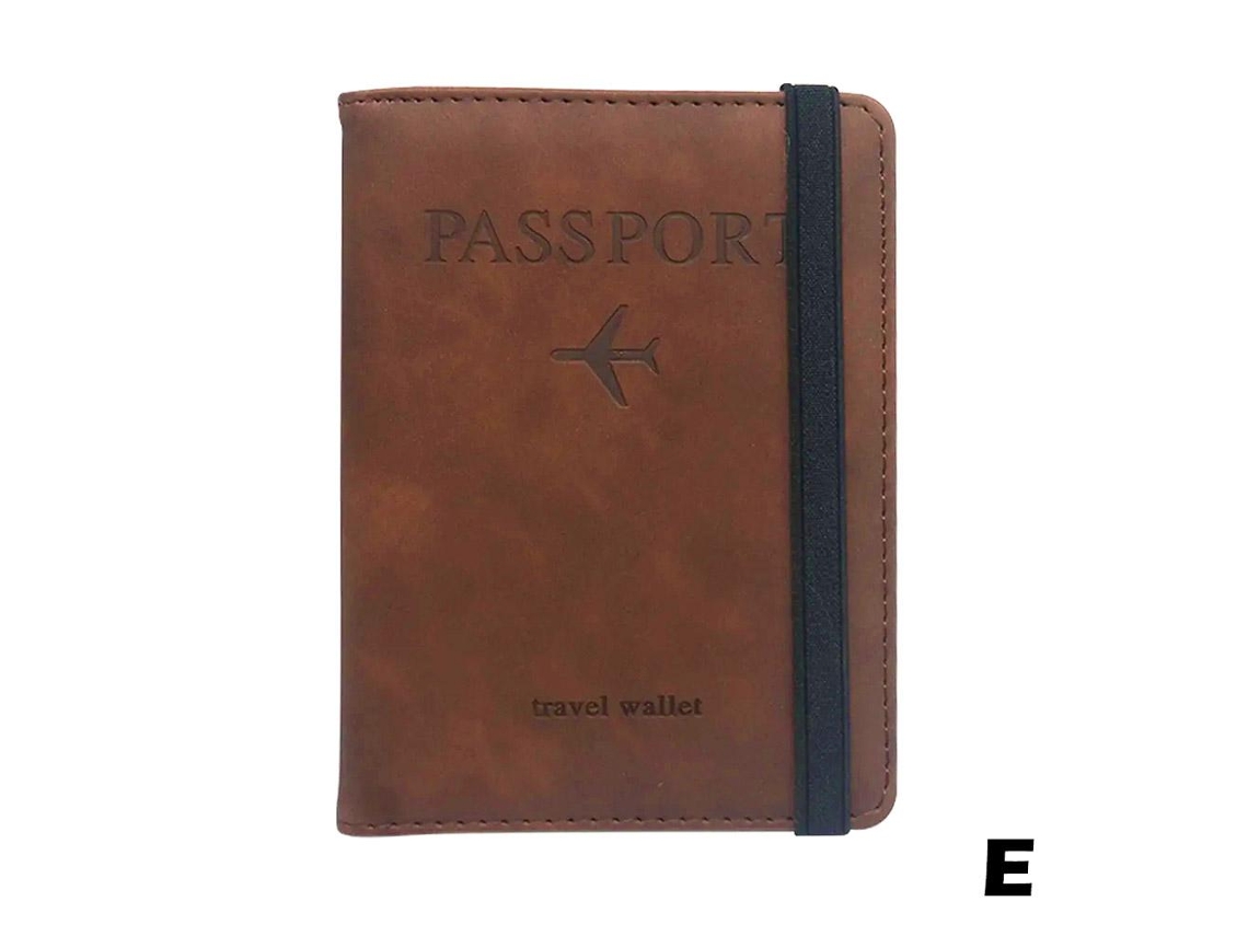 Carteira De Viagem Porta-passaporte /cartão De Vacinação Em Couro Pu Marrom, Tamanho Único