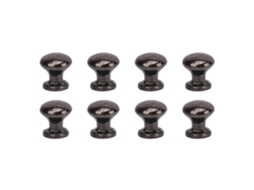 8pcs Mango De Tirar De Cabeza Redonda En Metal Estilo Simple Para Casa De Muñecas, Escala 1:12, Negro
