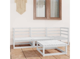 Vidaxl 4 Pcs Conjunto Lounge De Jardim Pinho Maciço Branco
